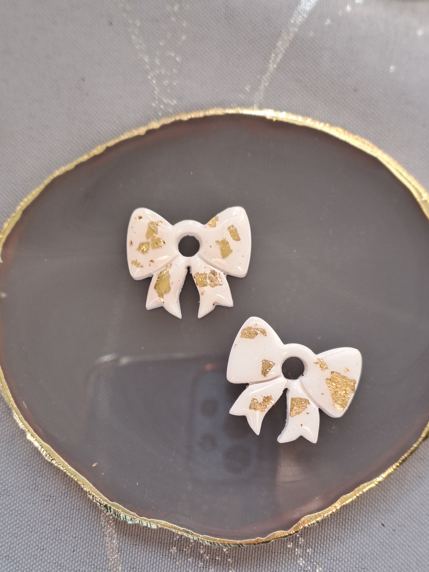 Pampilles Noeud - Blanc & Feuille d'or