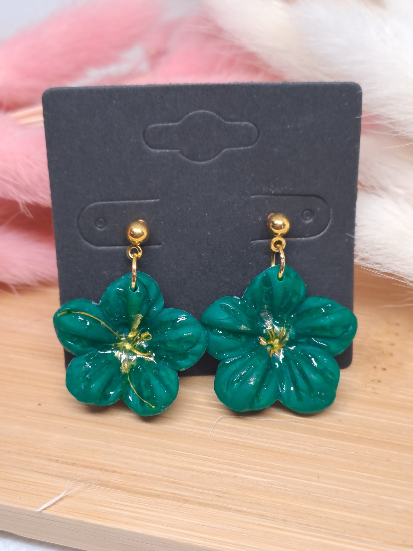 Boucles d’oreilles Éclosion fleuri - vert
