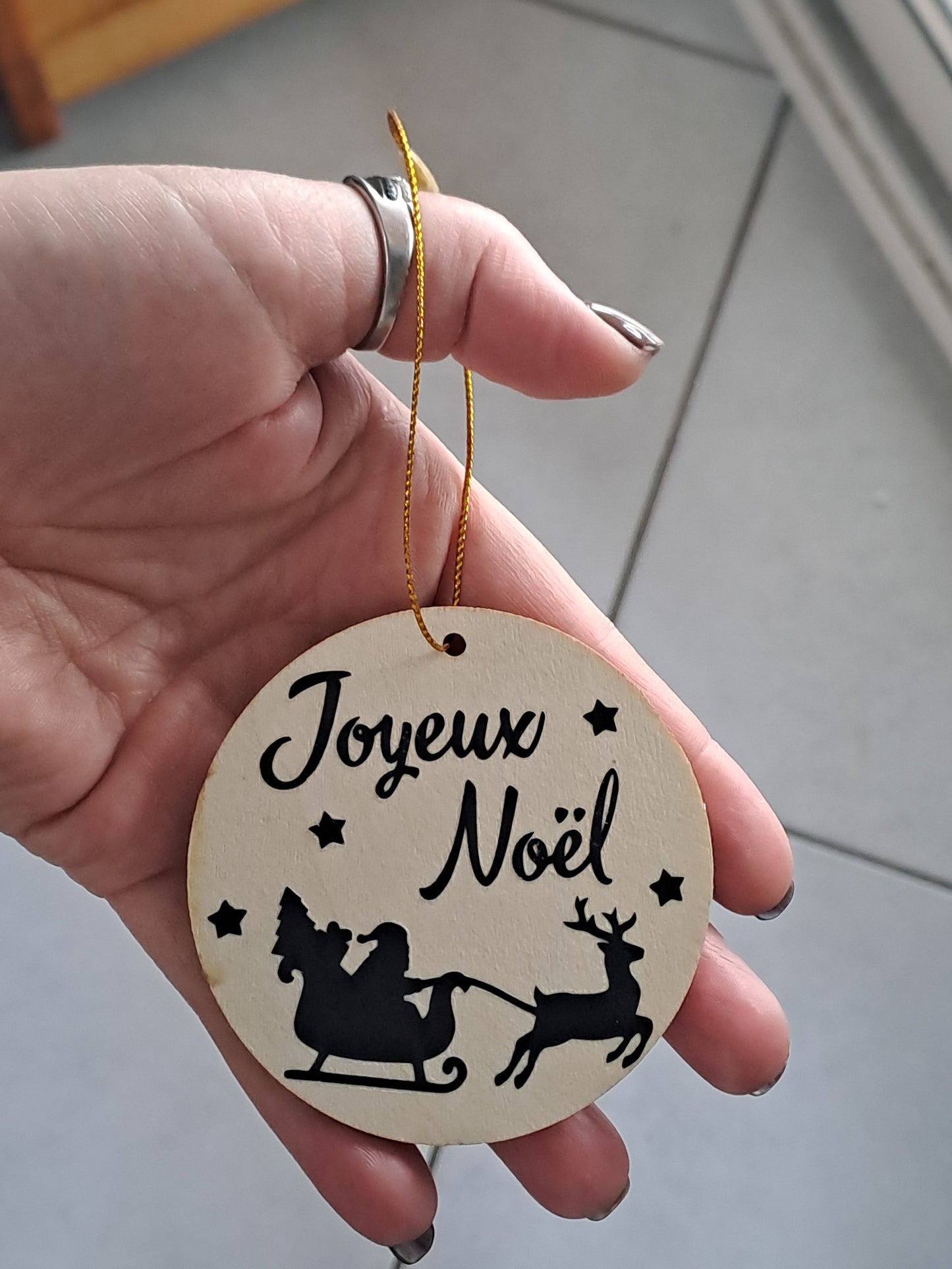Boule de Noël en bois - Joyeux Noël