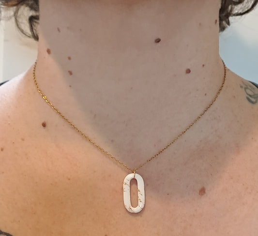 Collier Ovelia - Blanc & Or marbré