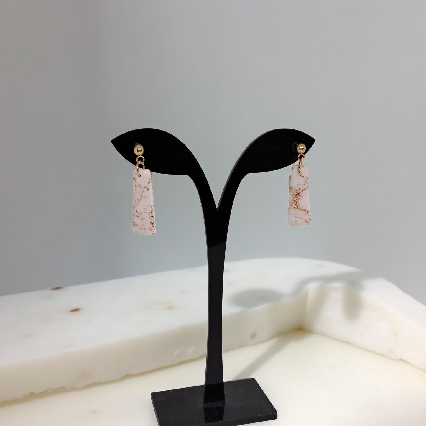 Boucles d’oreilles Alba - Blanc & Or marbré