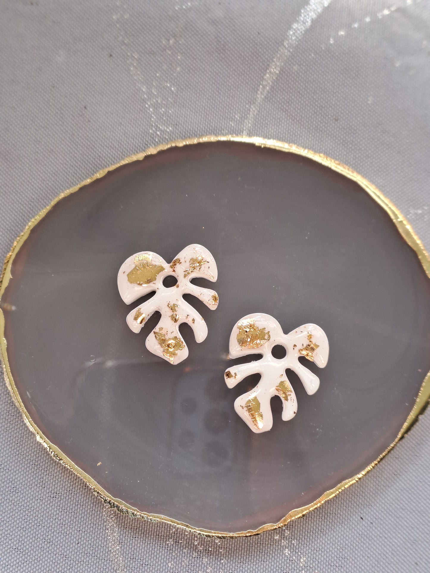 Pampilles Palméa - Blanc & Feuille d'or