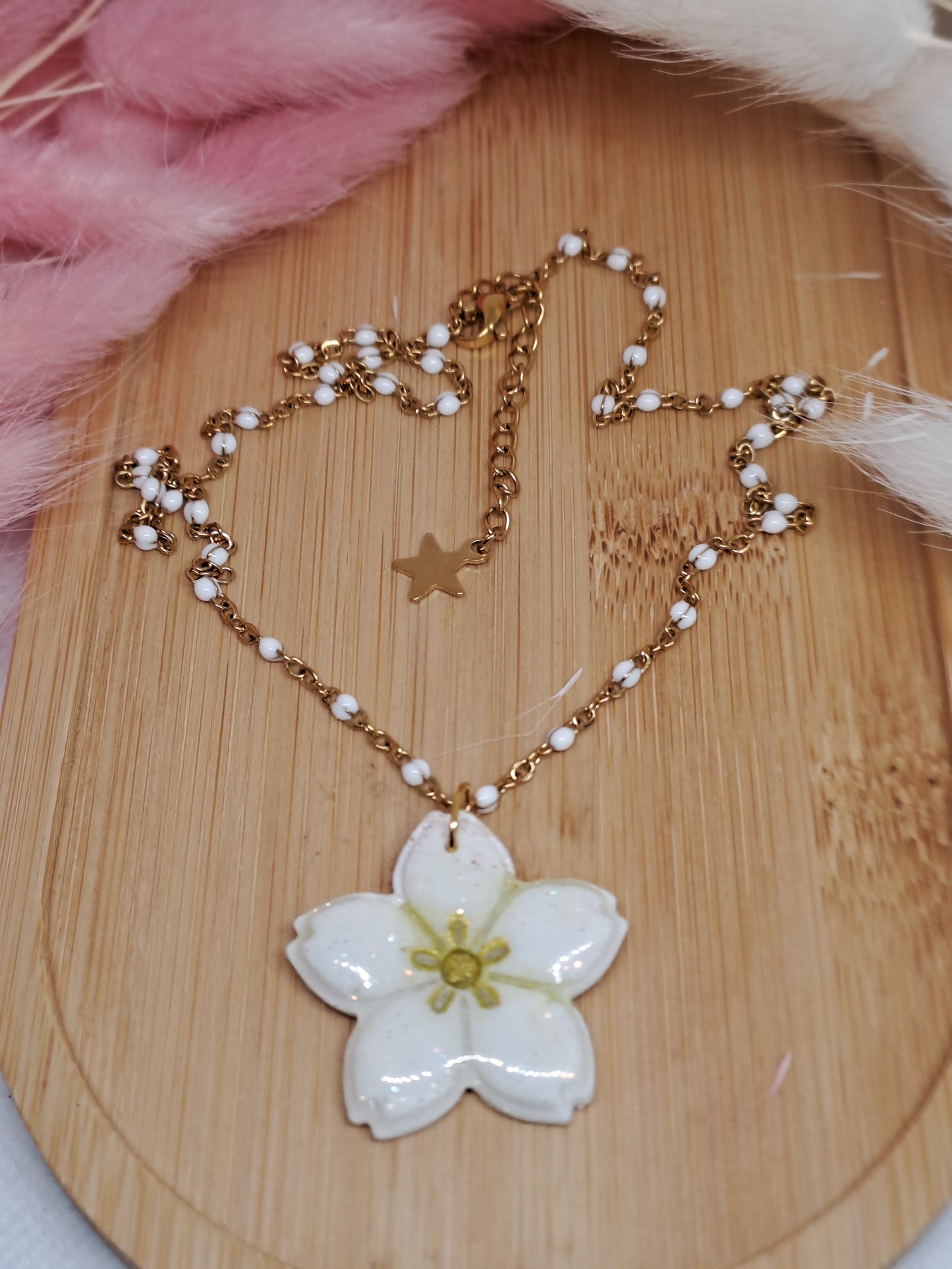 Collier Éclosion - blanc brillant