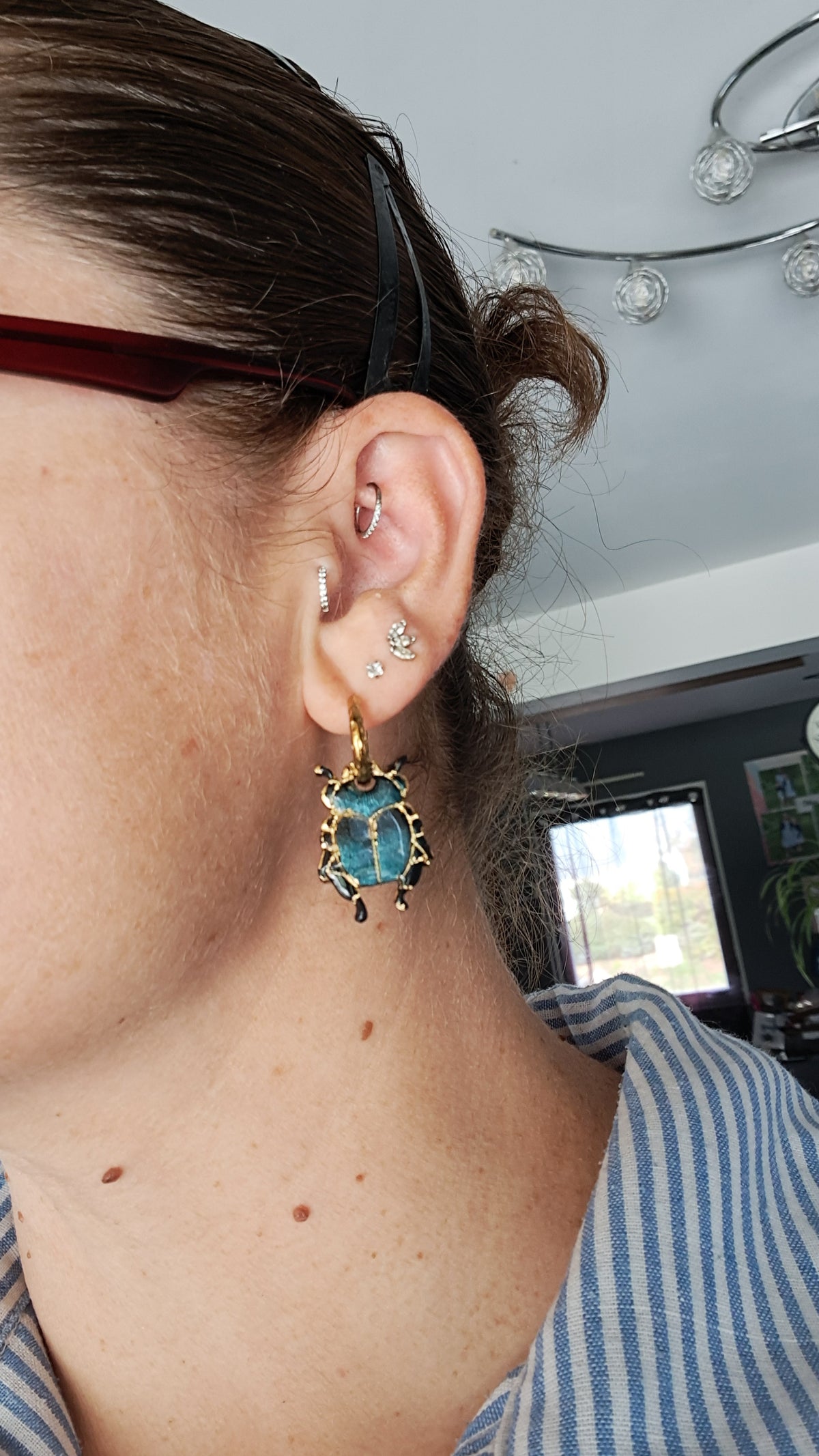 Pampilles Scarabées – Noir, Or & Turquoise