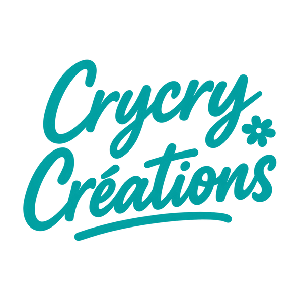 Logo Crycry Créations turquoise sur fond transparent