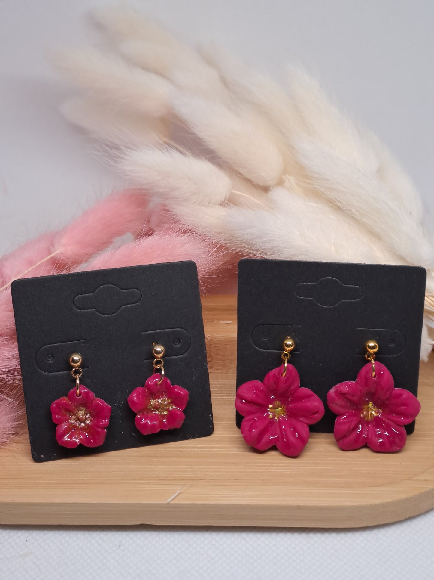 Boucles d’oreilles Éclosion fleuri - fushia