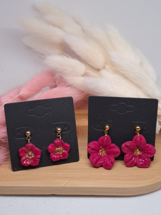 Boucles d’oreilles Éclosion fleuri - fushia