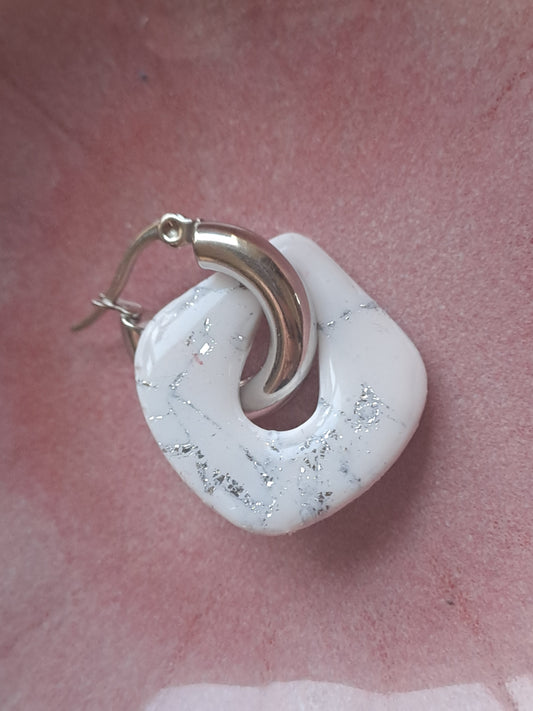 Pampilles Nora - Blanc & Argent marbré