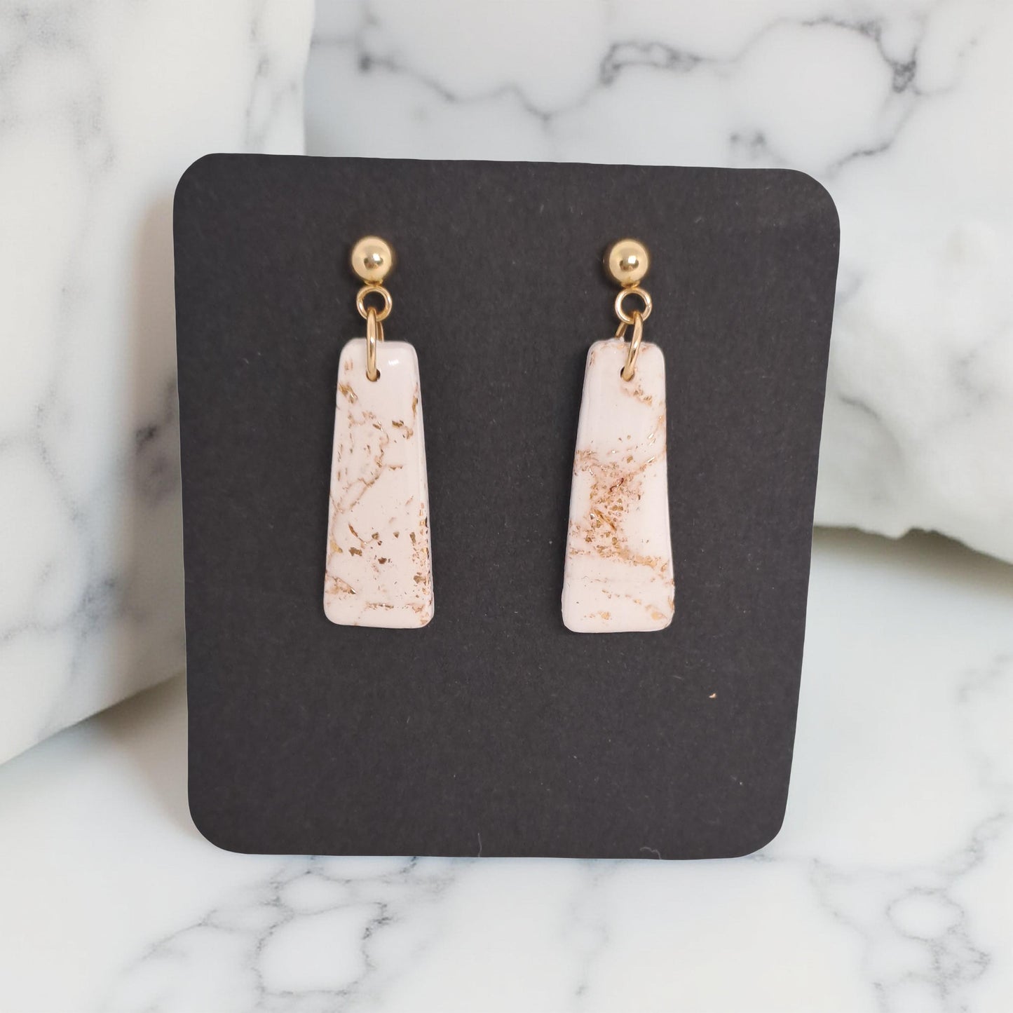 Boucles d’oreilles Alba - Blanc & Or marbré