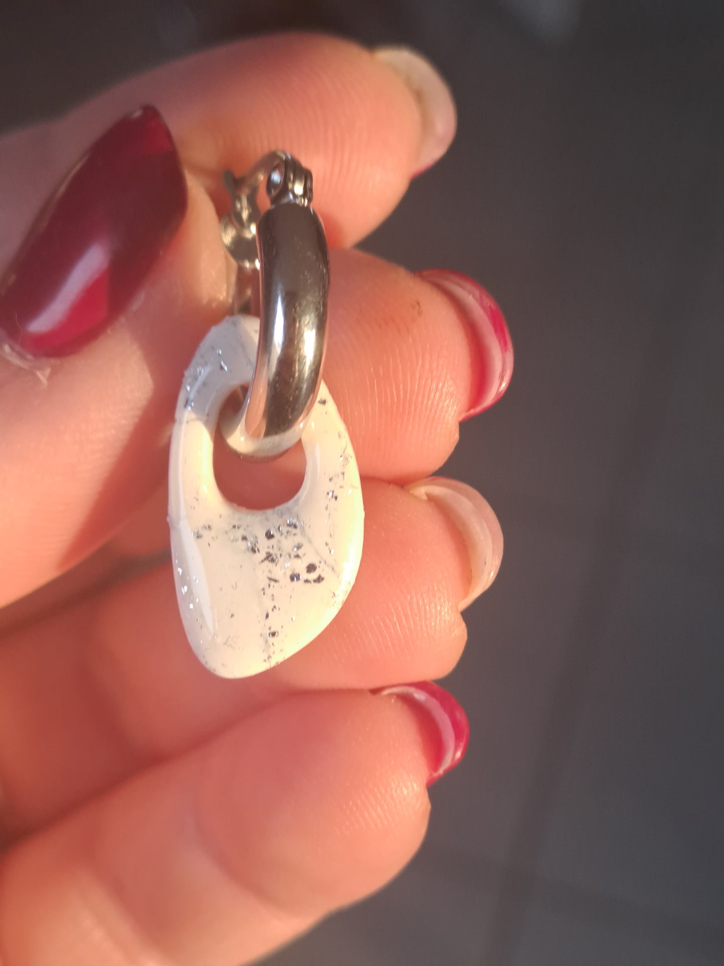 Pampilles Iséa - Blanc & Argent marbré