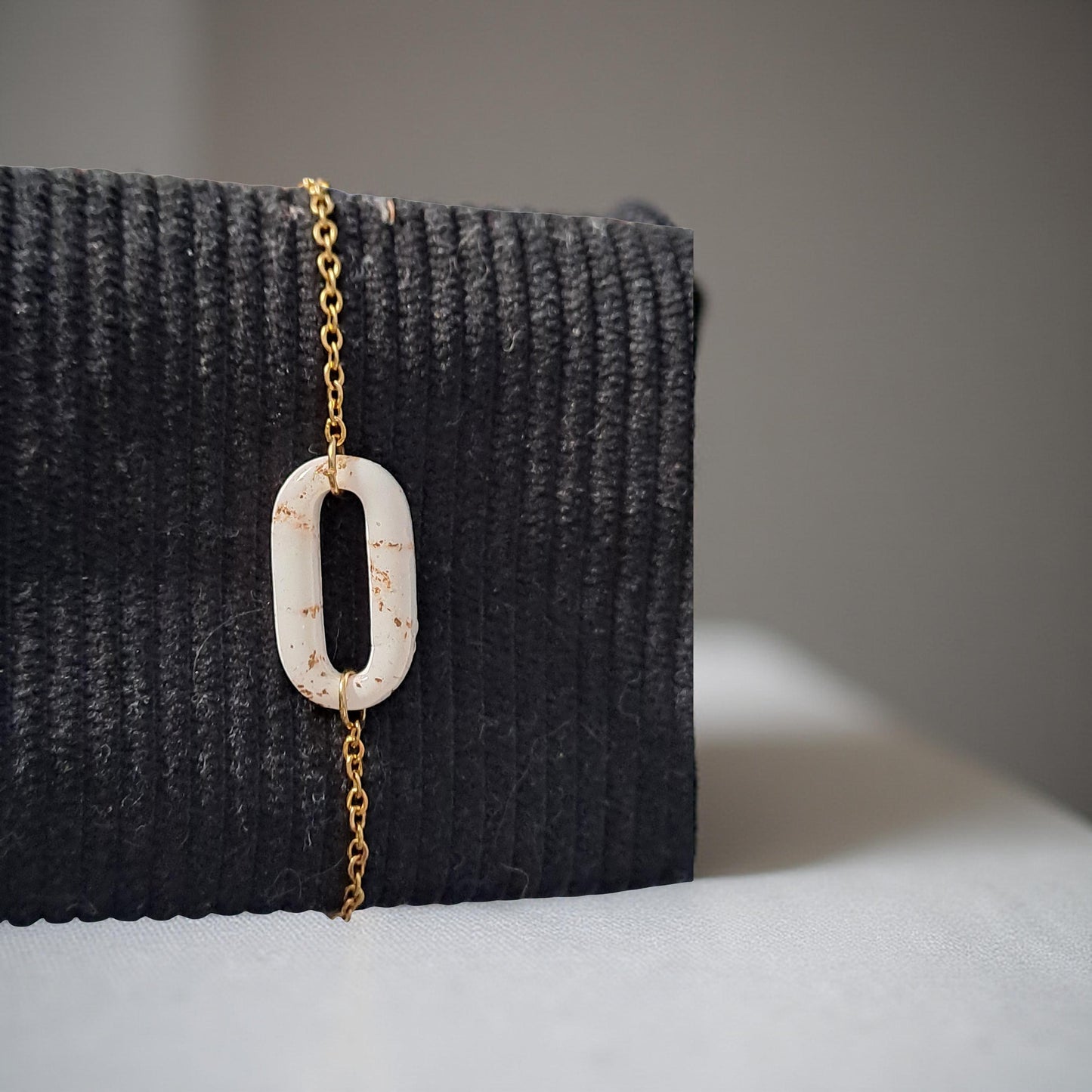 Bracelet Ovelia - Blanc & Or marbré