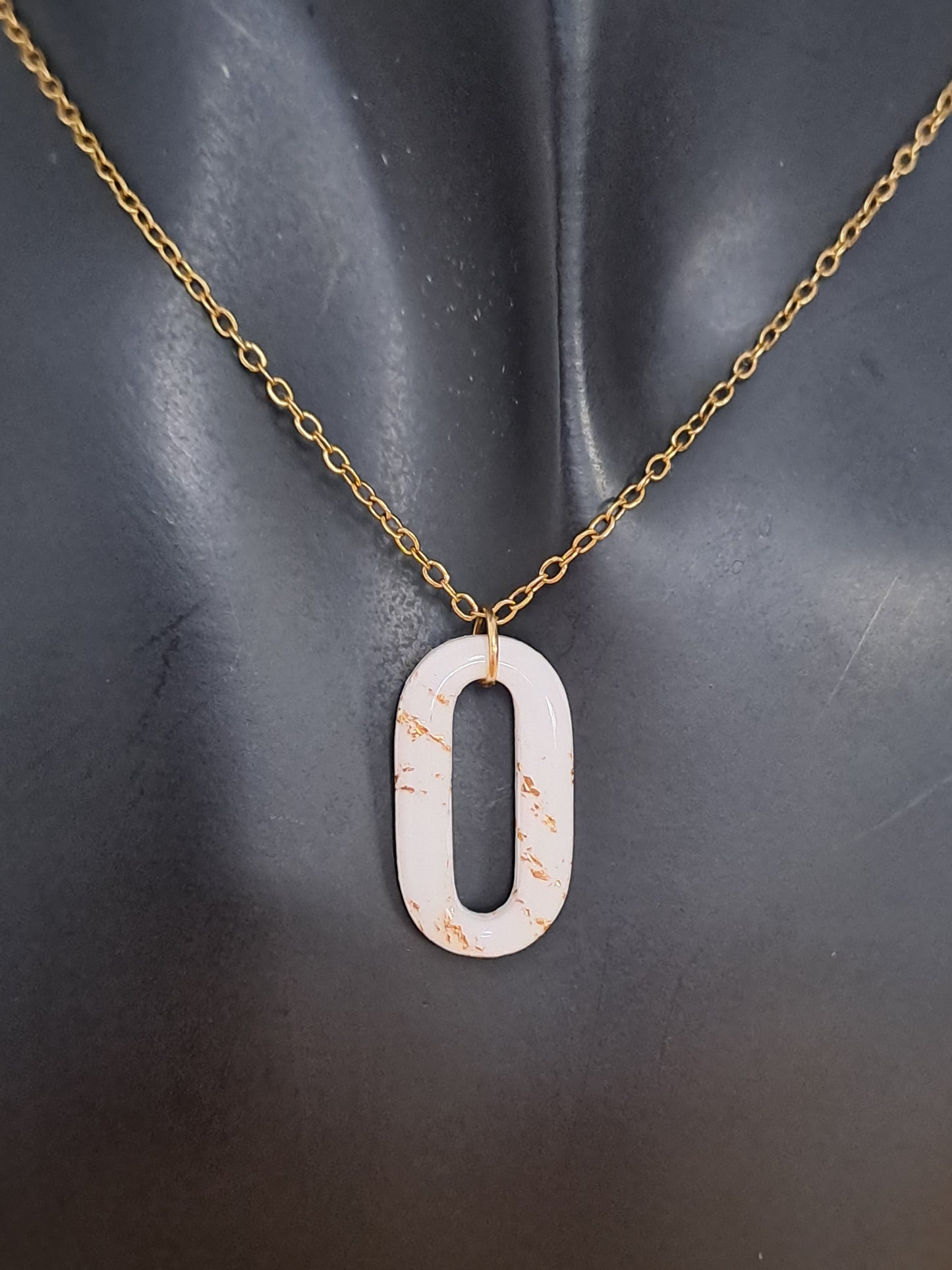 Collier Ovelia - Blanc & Or marbré