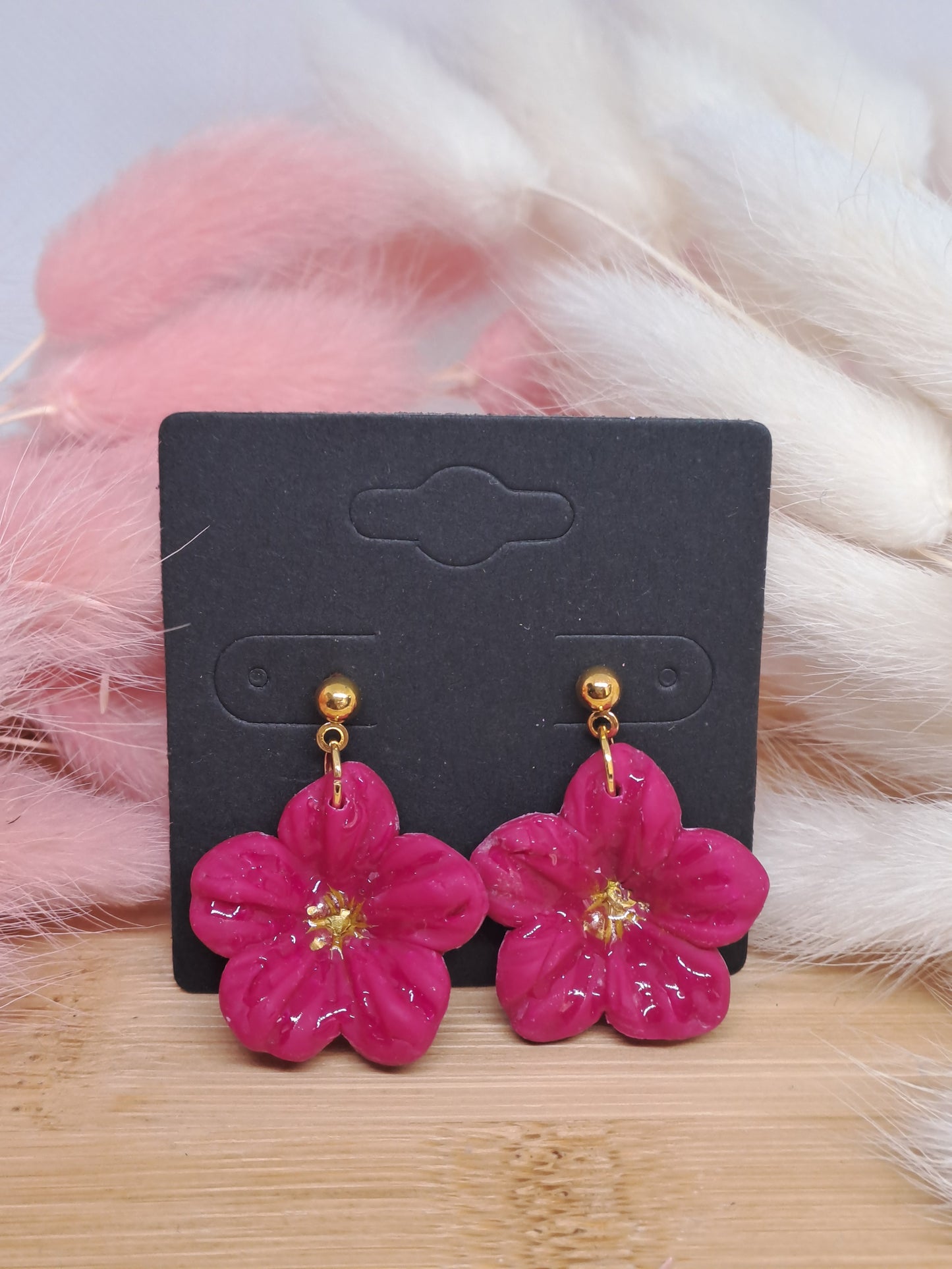 Boucles d’oreilles Éclosion fleuri - fushia