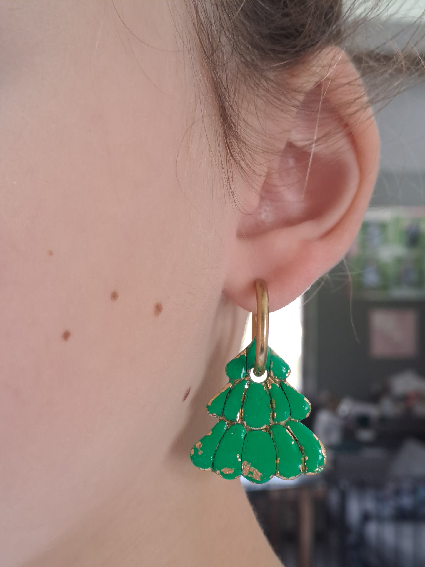 Pampilles Sapin - Vert & Feuille d'or