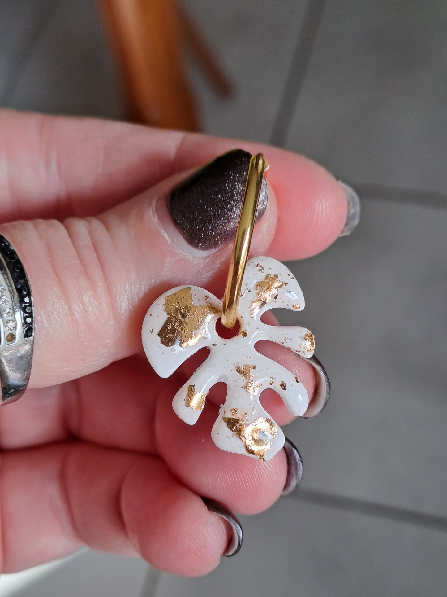 Pampilles Palméa - Blanc & Feuille d'or