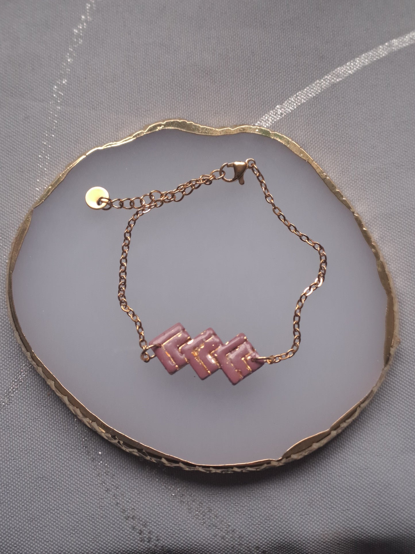 Bracelet Néora - Bois de rose fumé (feuille d’or)