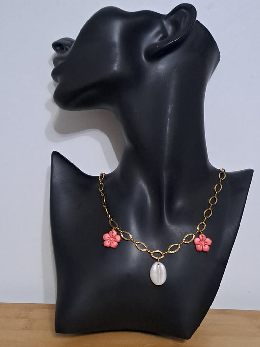 Collier Écume Fleuri (corail)