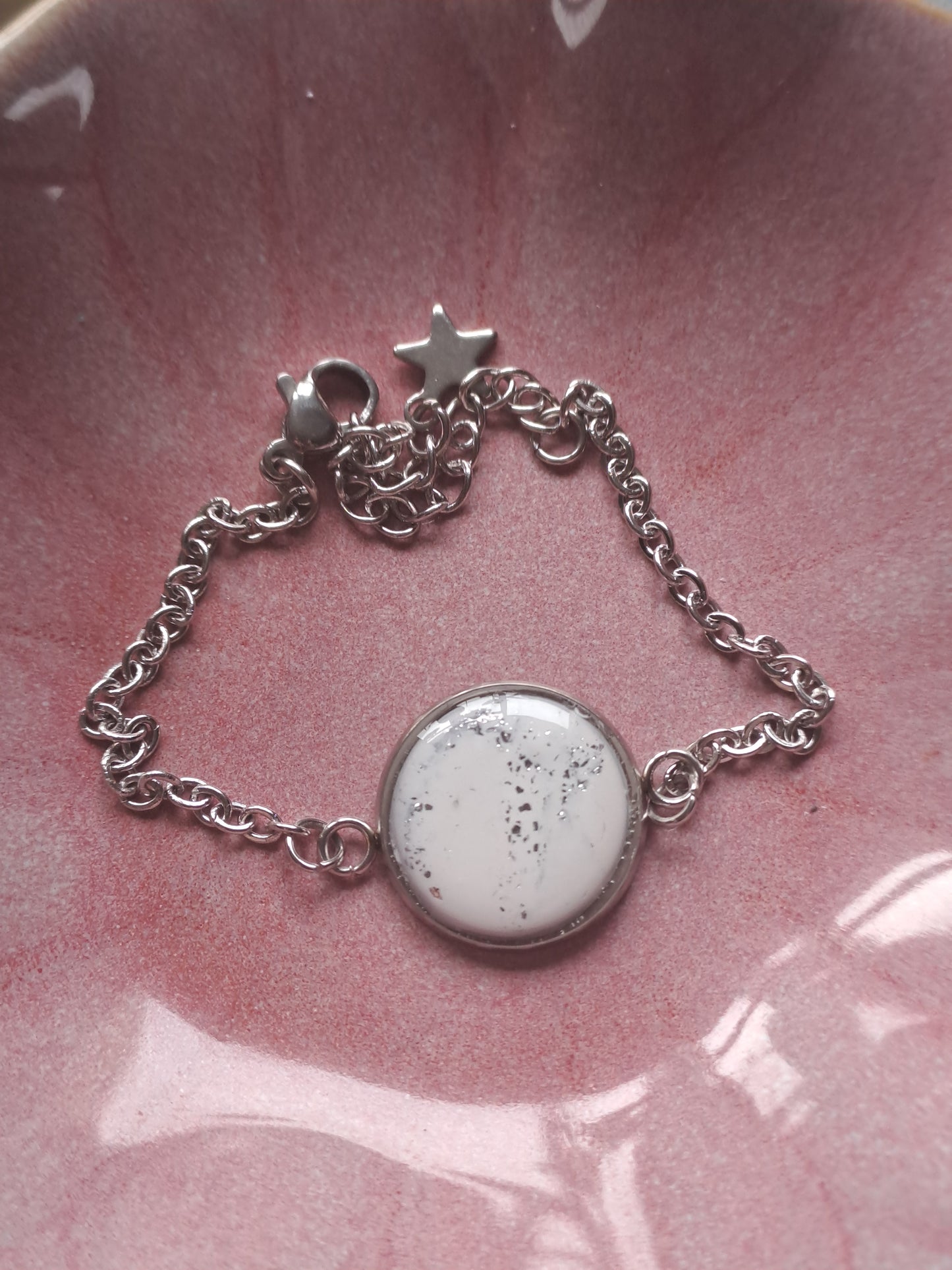 Bracelet Halo - Blanc & Argent marbré