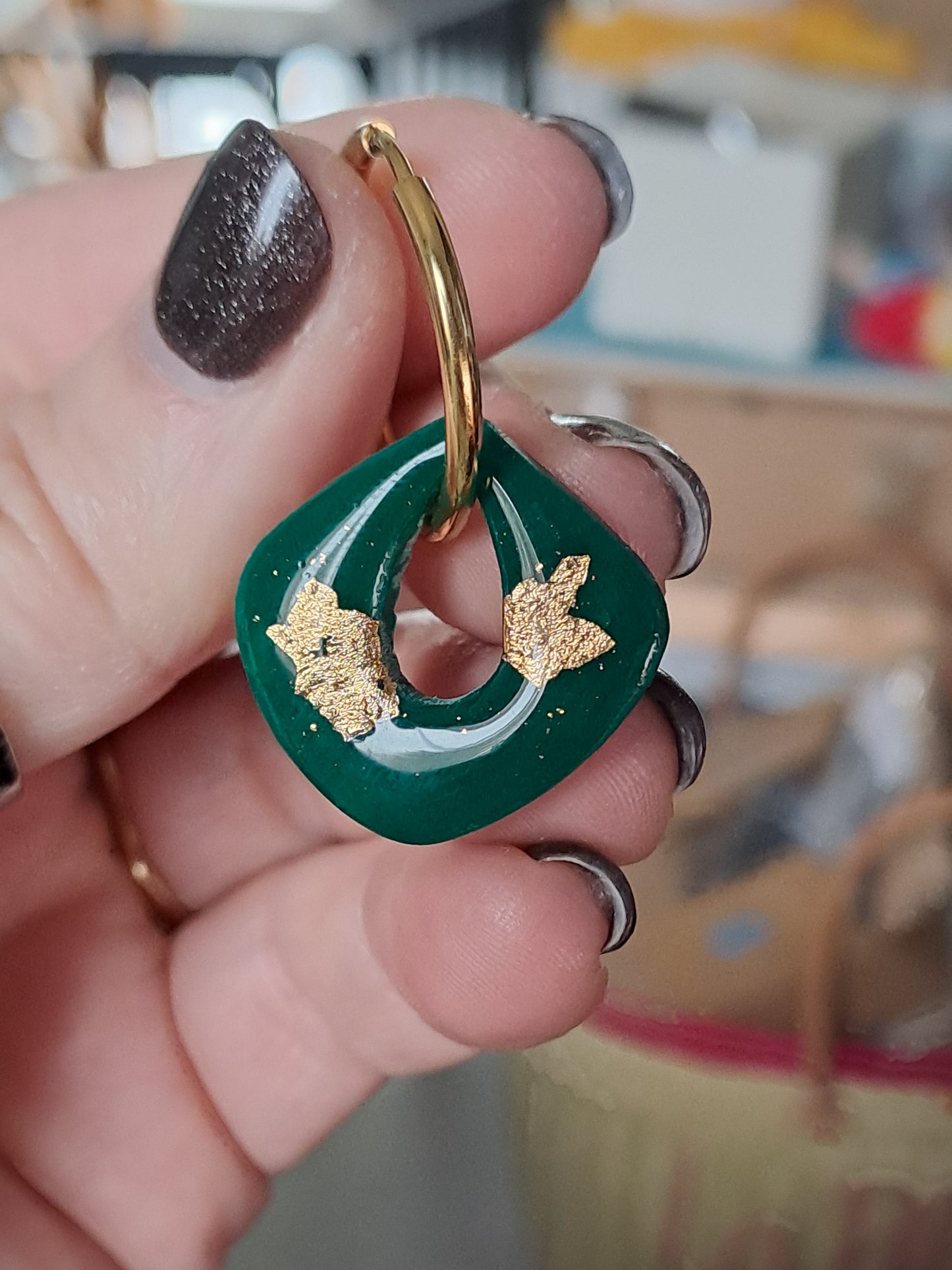 Pampilles Nora - Vert & Feuille d’or