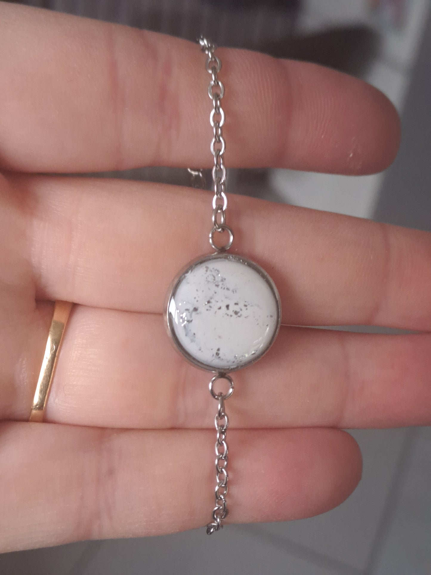 Bracelet Halo - Blanc & Argent marbré
