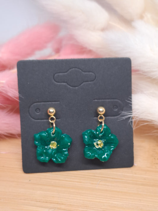 Boucles d’oreilles Éclosion fleuri - vert