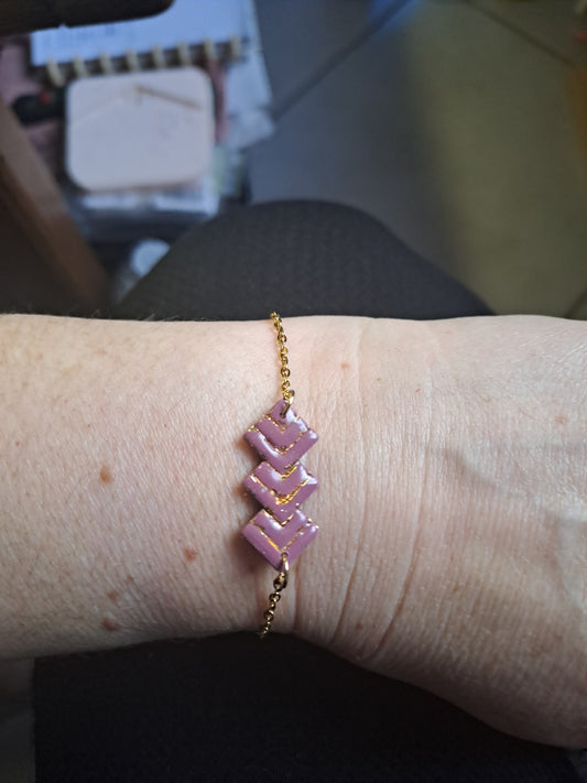 Bracelet Néora - Bois de rose fumé (feuille d’or)