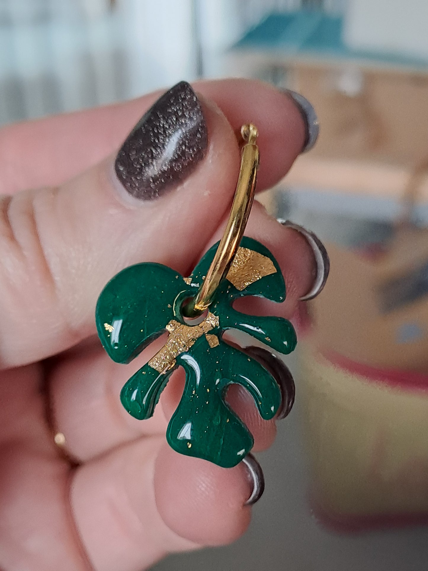 Pampilles Palméa - Vert & Feuille d'or