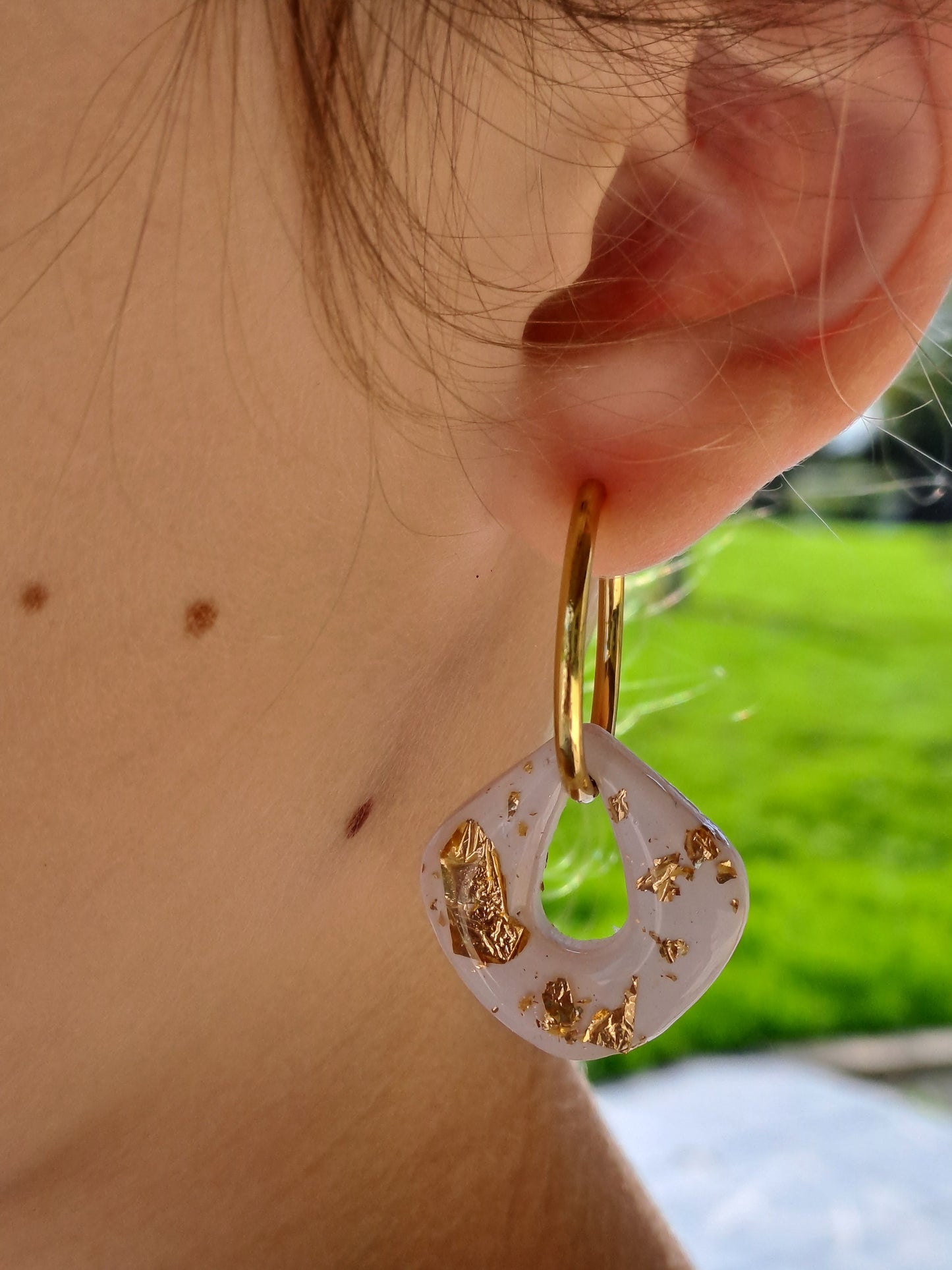 Pampilles Nora - Blanc & Feuille d’or