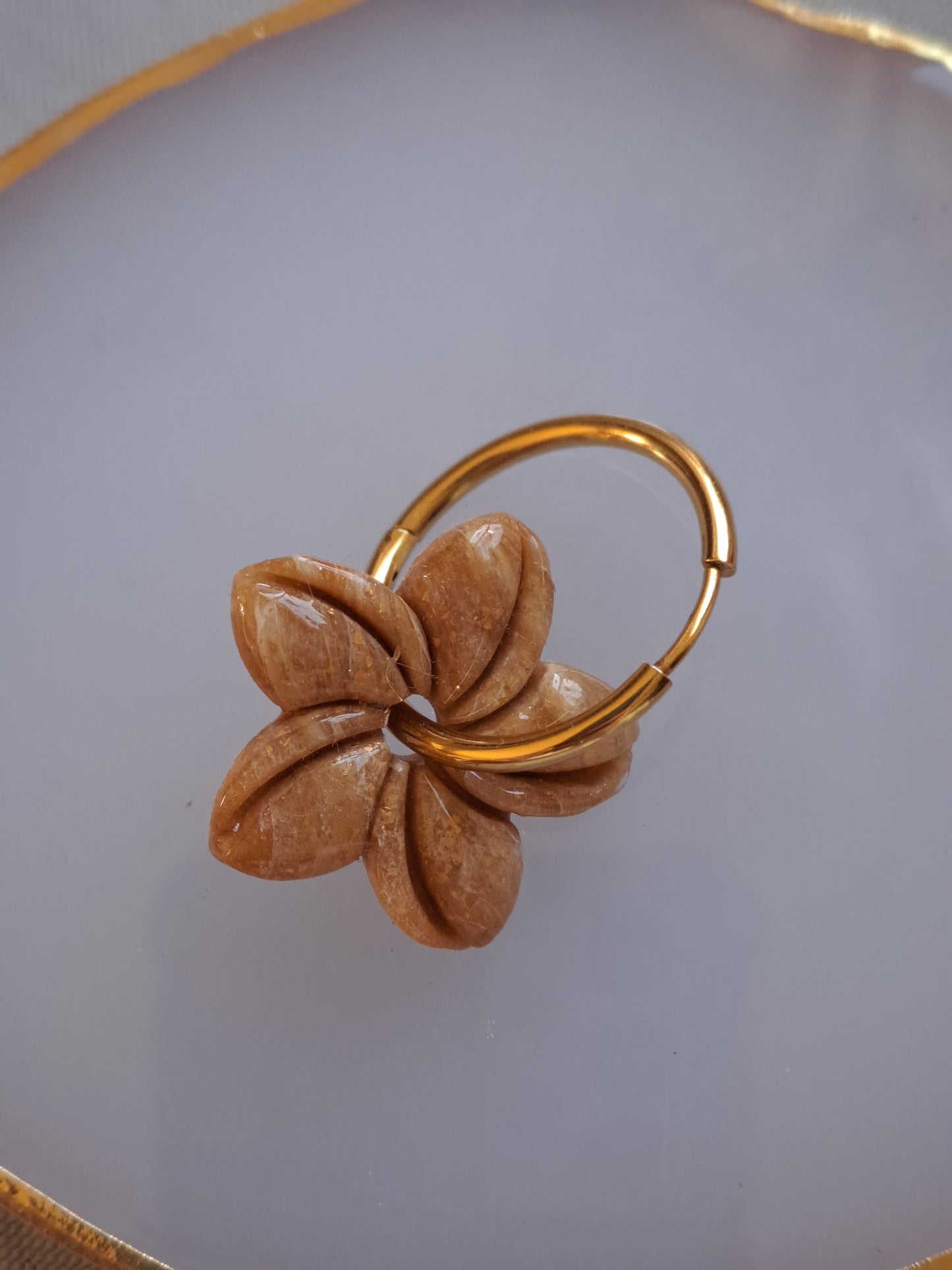 Pampilles Nymphéa - Caramel & Feuille d'or