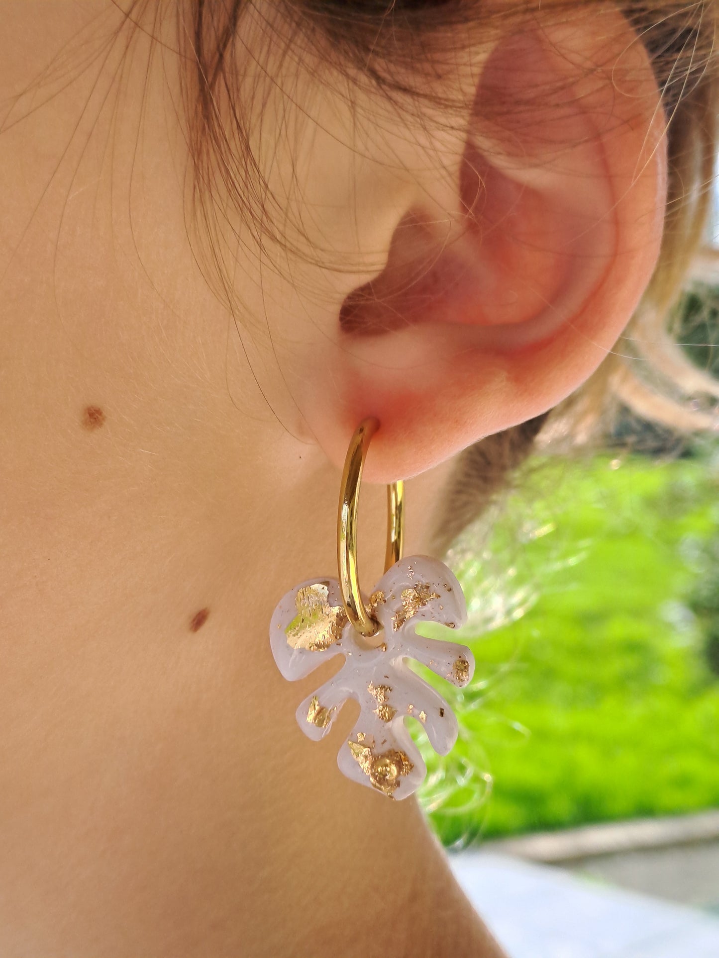 Pampilles Palméa - Blanc & Feuille d'or