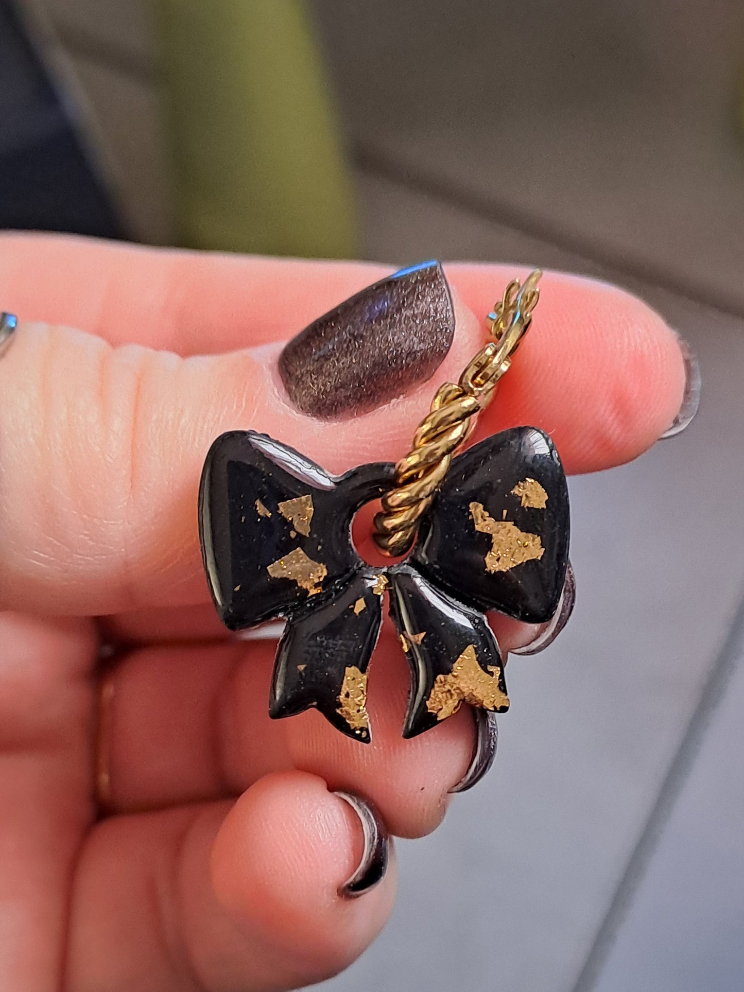 Pampilles Noeud - Noir & Feuille d'or