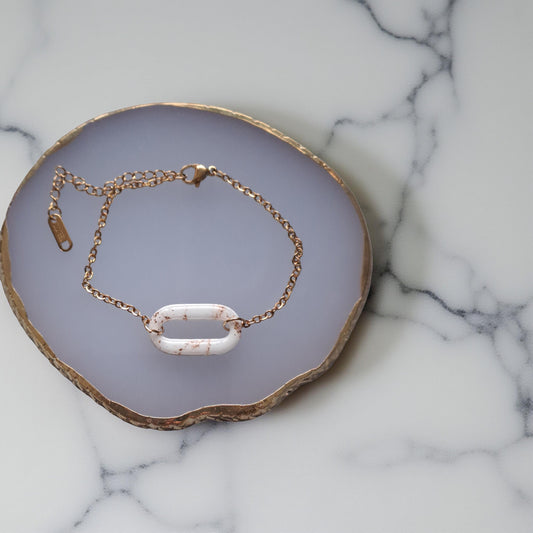 Bracelet Ovelia - Blanc & Or marbré