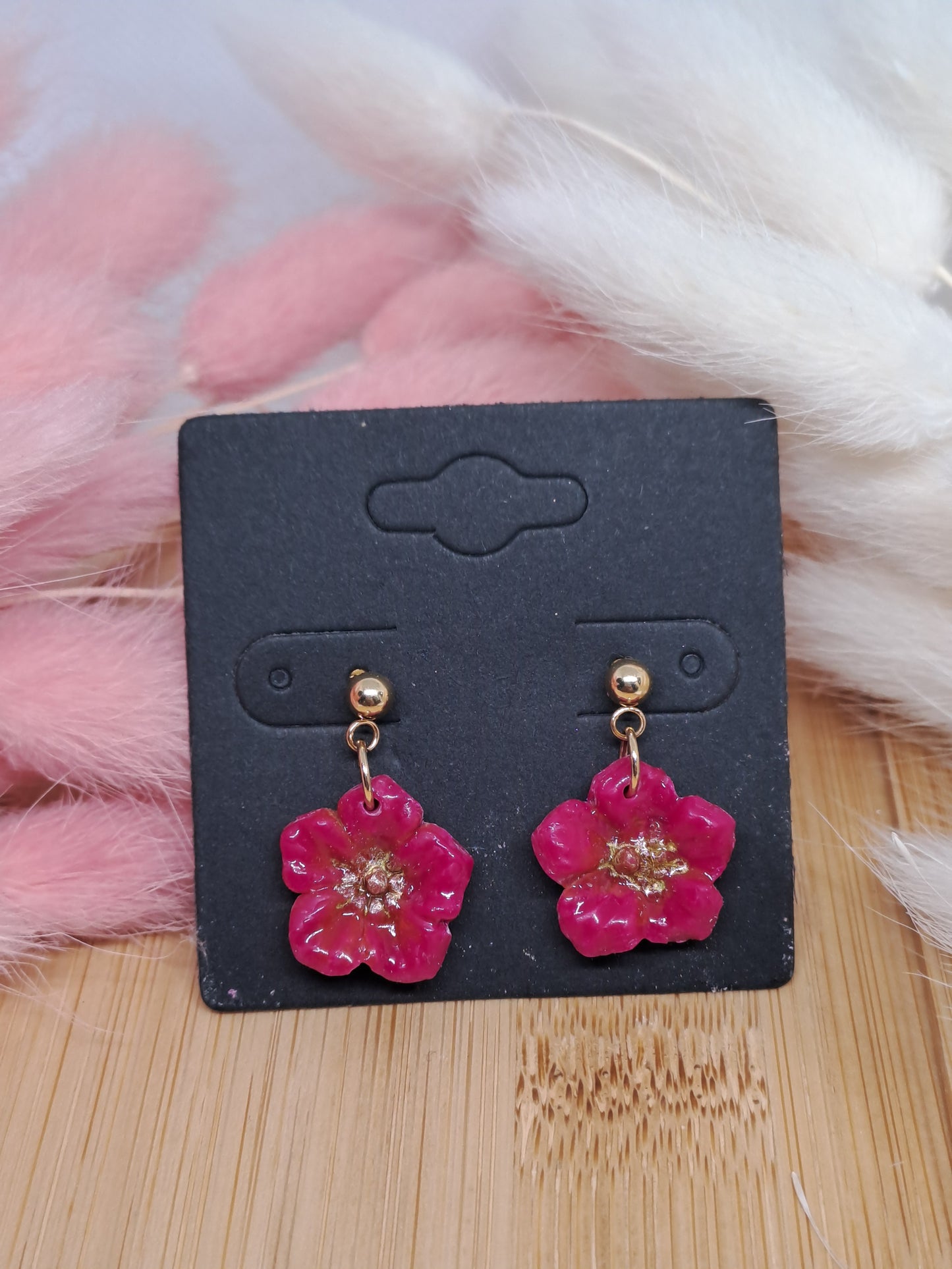Boucles d’oreilles Éclosion fleuri - fushia