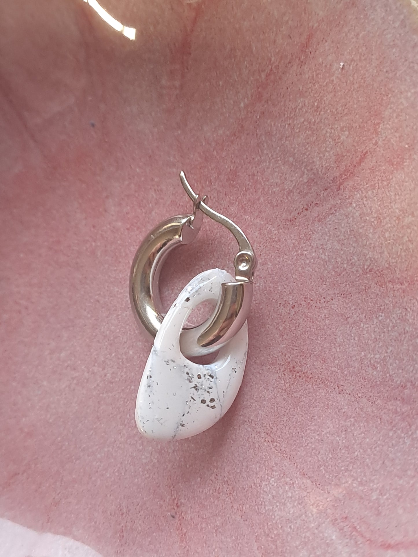 Pampilles Iséa - Blanc & Argent marbré