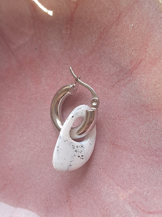 Pampilles Iséa - Blanc & Argent marbré