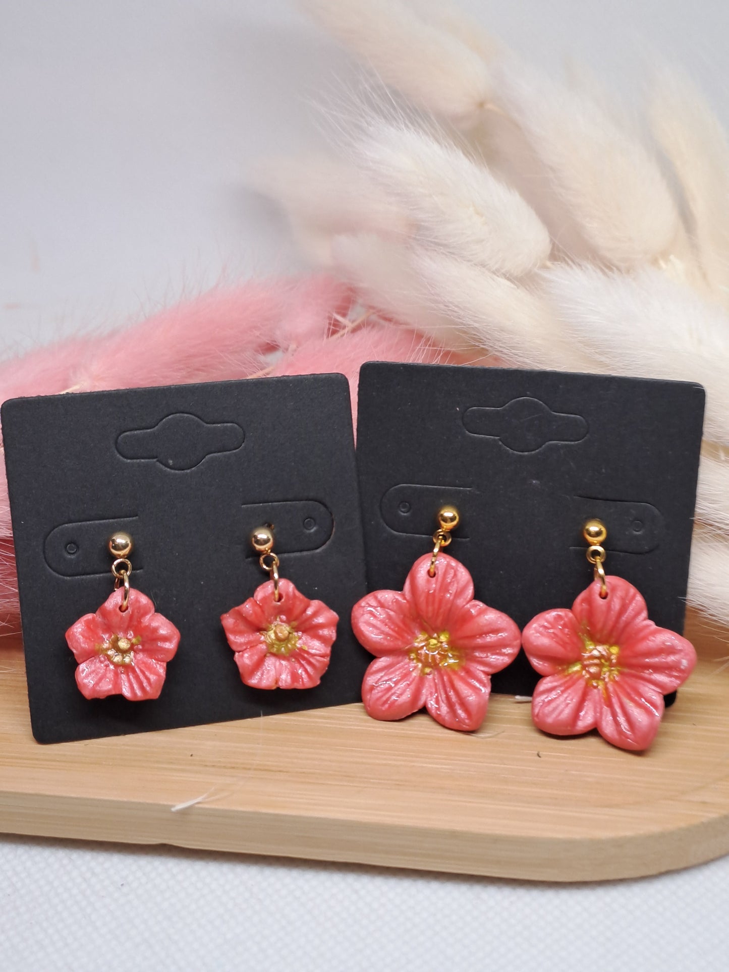 Boucles d’oreilles Éclosion fleuri - corail