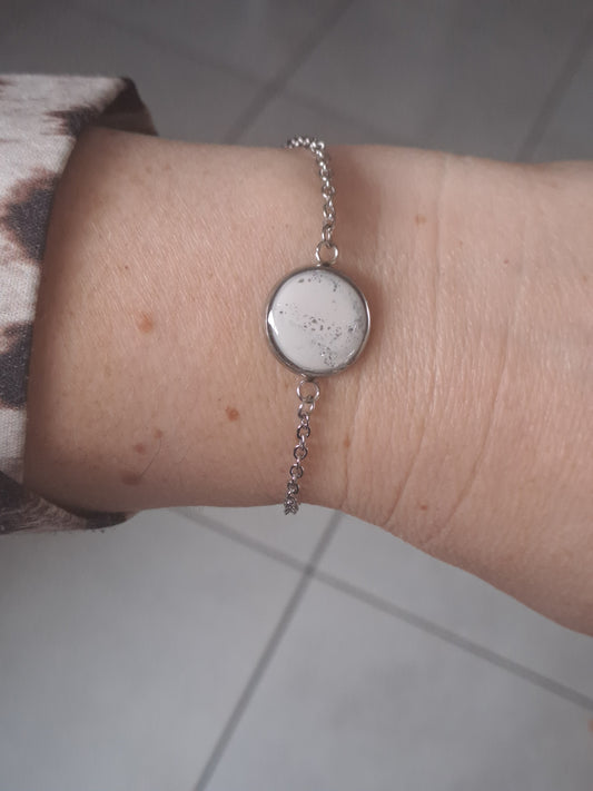 Bracelet Halo - Blanc & Argent marbré