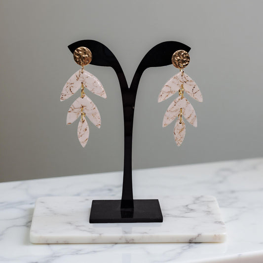 Boucles d’oreilles Caro - Blanc & Or marbré