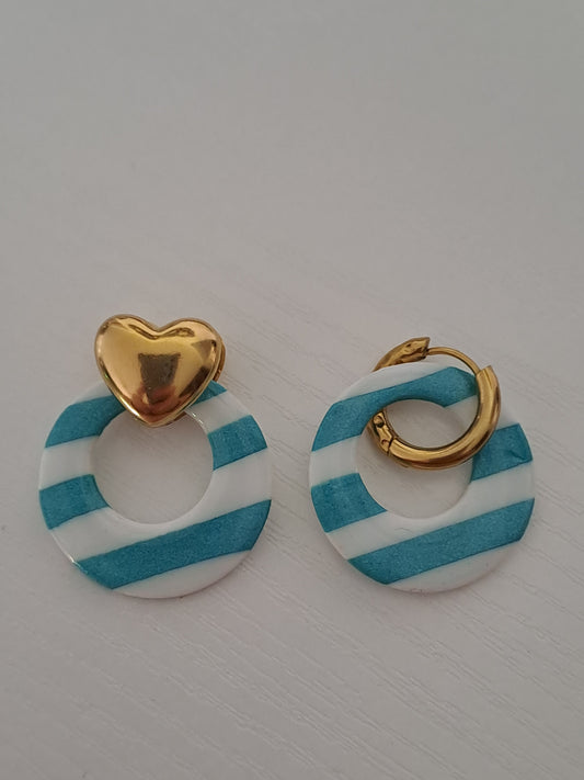 Pampilles Nola - Turquoise & Blanc