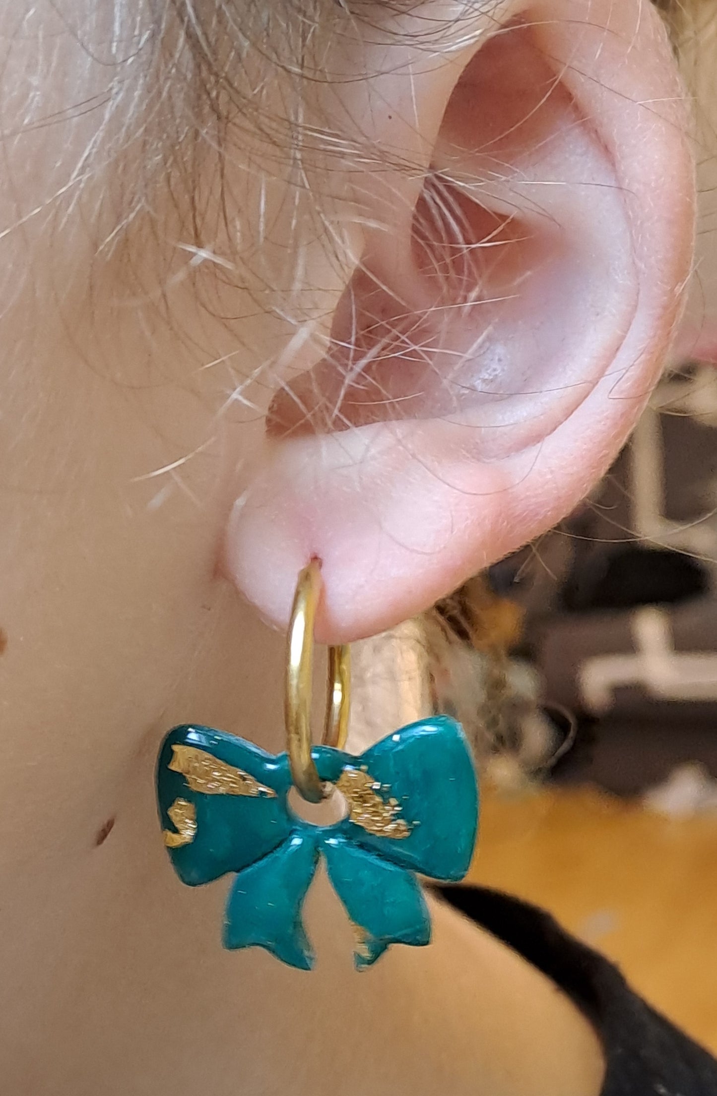 Pampilles Noeud - Vert & Feuille d'or