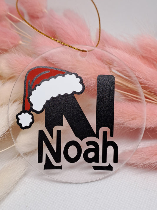 Boule de Noël personnalisée - Prénom & bonnet père Noël