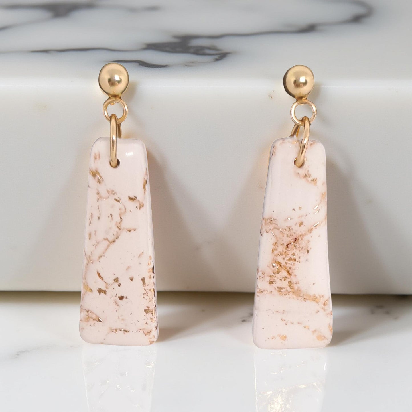 Boucles d’oreilles Alba - Blanc & Or marbré