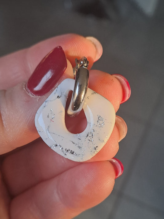 Pampilles Nora - Blanc & Argent marbré