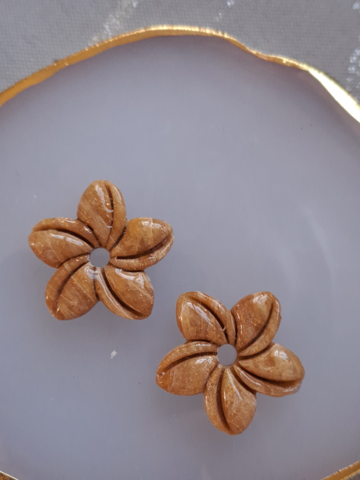 Pampilles Nymphéa - Caramel & Feuille d'or