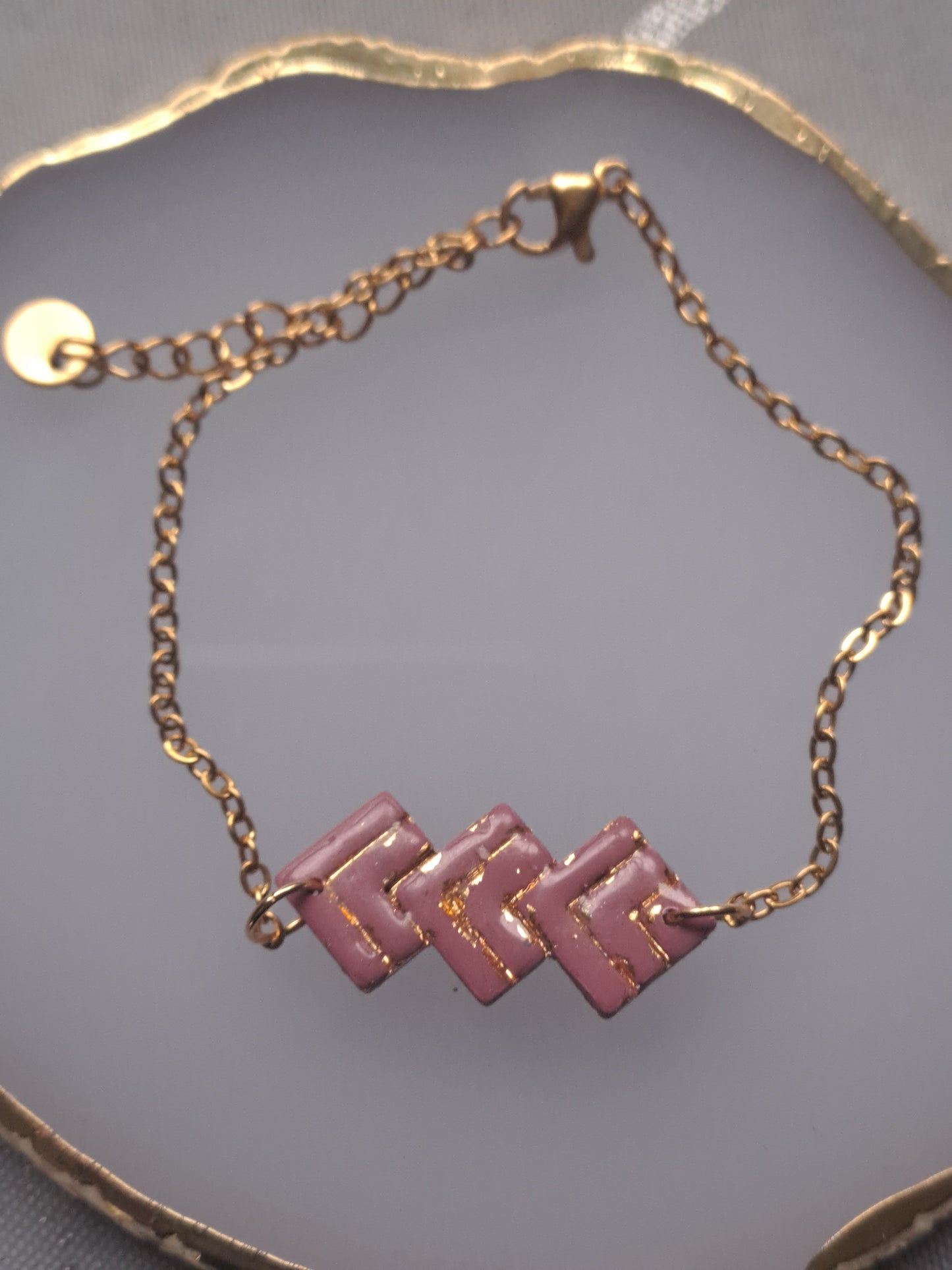 Bracelet Néora - Bois de rose fumé (feuille d’or)