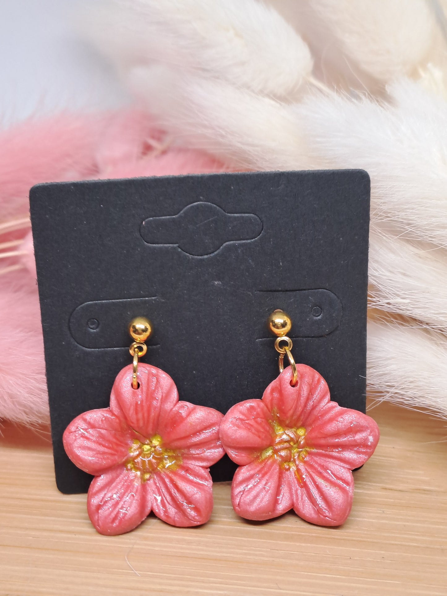 Boucles d’oreilles Éclosion fleuri - corail