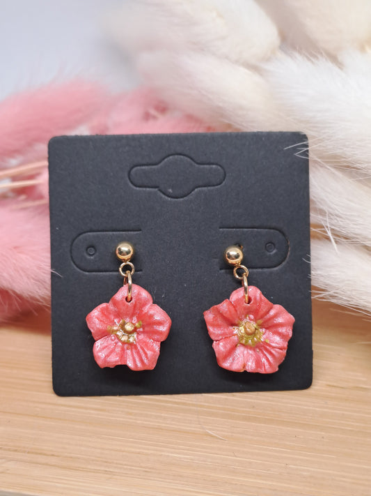 Boucles d’oreilles Éclosion fleuri - corail