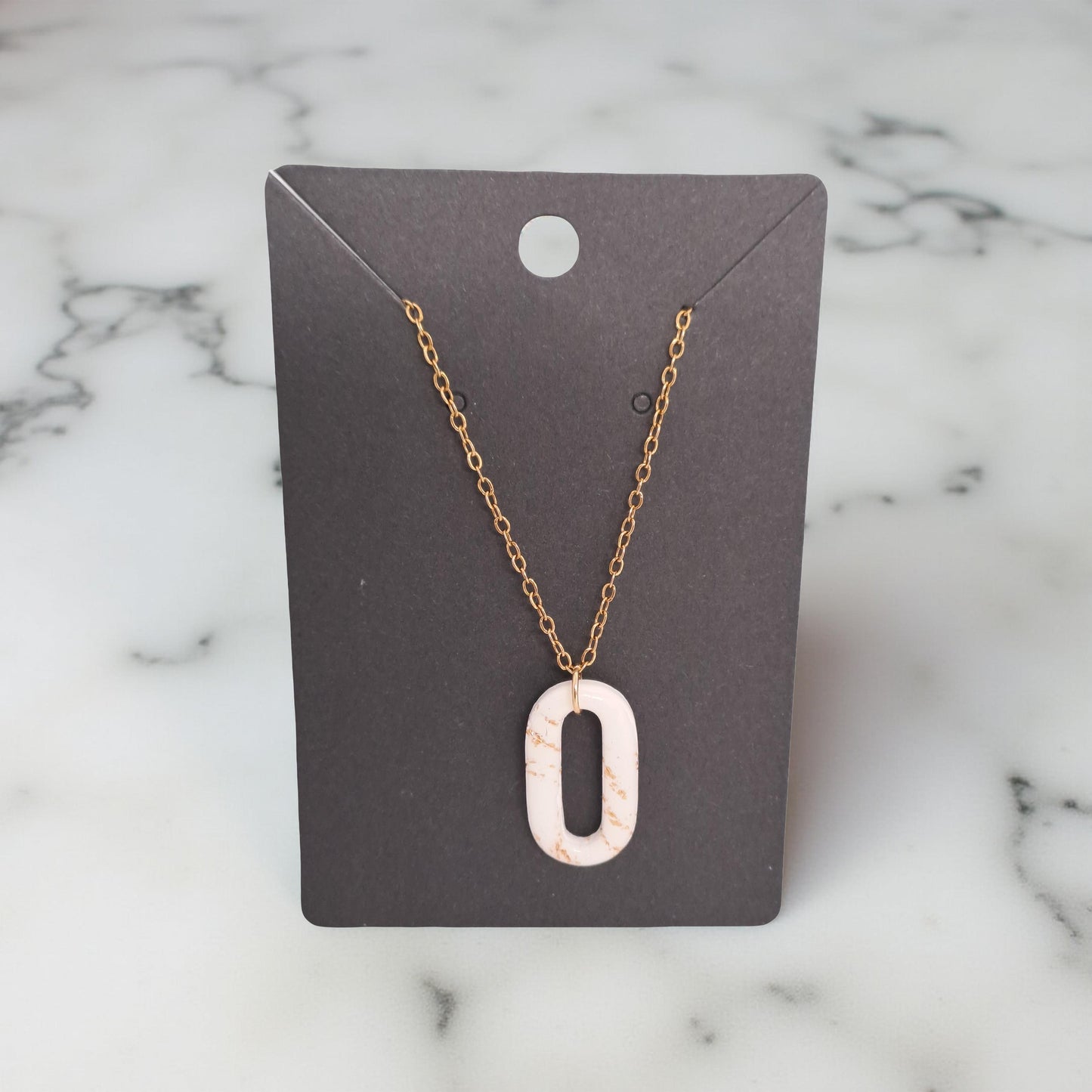 Collier Ovelia - Blanc & Or marbré