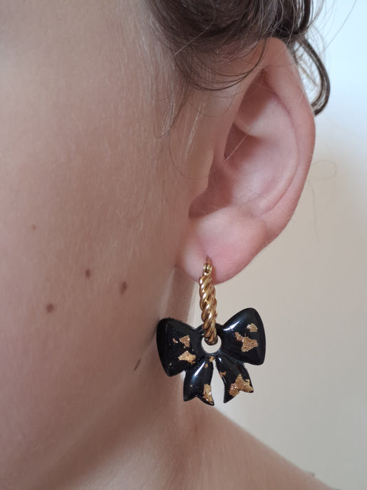 Pampilles Noeud - Noir & Feuille d'or