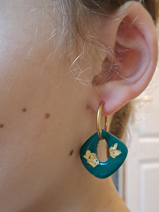 Pampilles Nora - Vert & Feuille d’or